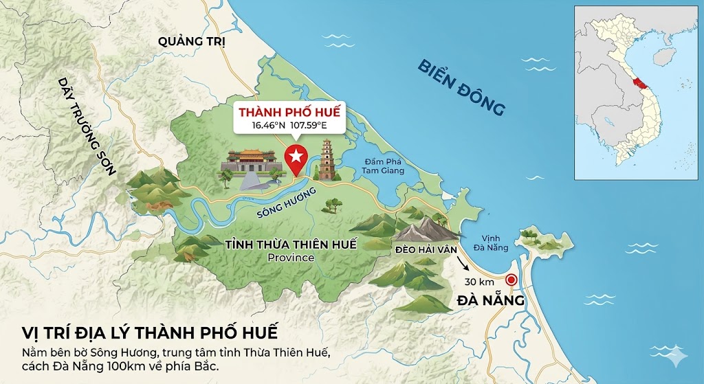 Vị trí địa lý của thành phố huế